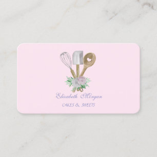 Carte De Visite Pâtisserie Boulangerie Aquarelle Outils à main Fle