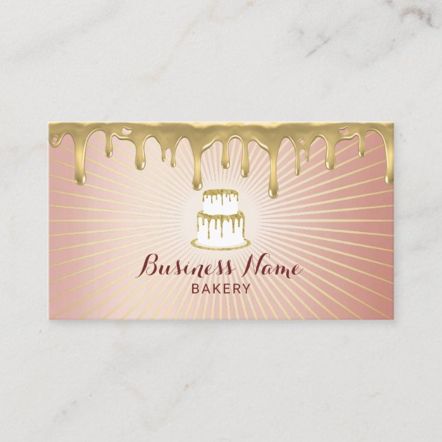 Carte De Visite Pâtisserie Boulangerie Gold Drives Modern Rose Gol (Devant)
