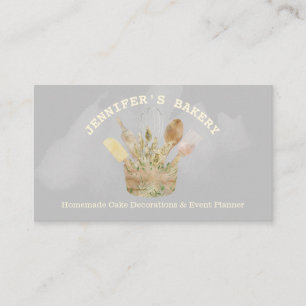 Carte De Visite Pâtisserie Boulangerie rustique chef en bois aquar