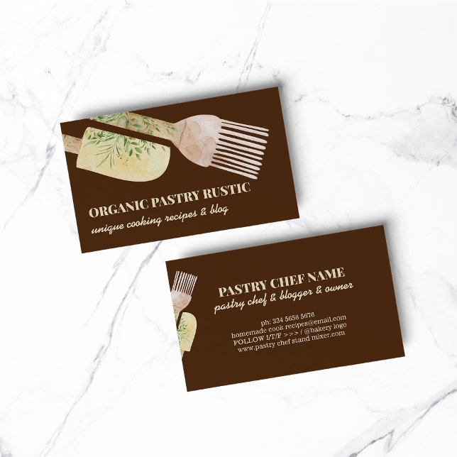 Carte De Visite Pâtisserie Brown Cream Pastel Illustration (bakery business  chef)