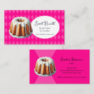Carte De Visite Pâtisserie Bundt Cake en Rose Chaud