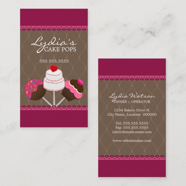 Carte De Visite Pâtisserie Cake Pops (Devant / Derrière)