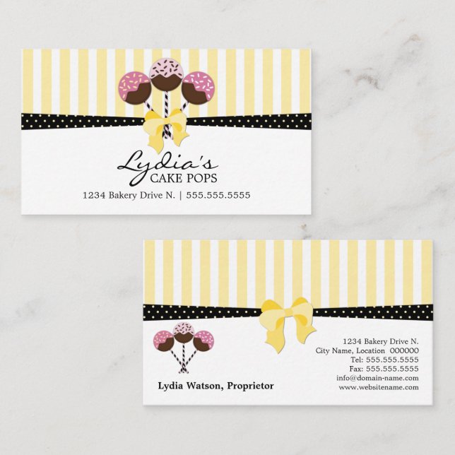 Carte De Visite Pâtisserie Cake Pops (Devant / Derrière)