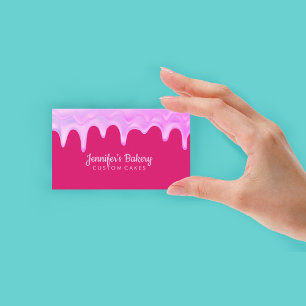 Carte De Visite Pâtisserie Chef Abstrait Crème rose Écoulement