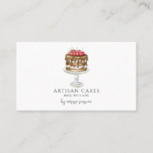 Carte De Visite Pâtisserie Chef Aquarelle Cuisson Pink Cake Bus