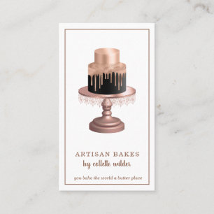 Carte De Visite Pâtisserie Chef Aquarelle Rose Gold Drives Gâteau