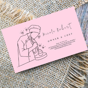 Carte De Visite Pâtisserie Chef Dessert rose