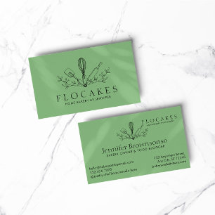 Carte De Visite Pâtisserie Chef Green Whisk Boulangerie Maison Caf
