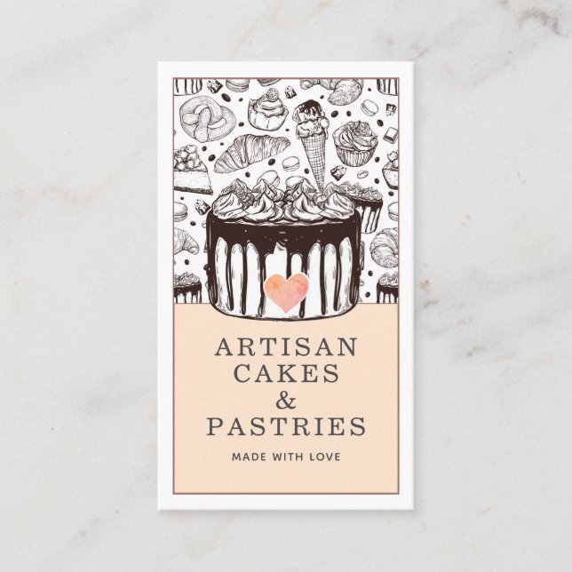 Carte De Visite Pâtisserie Chef pâtisserie Gâteaux Et Pâtisseries  (Devant)