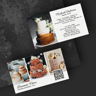 Carte De Visite Pâtisserie/Chef/Traiteur 4-Photo Code QR Écriture