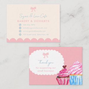 Carte De Visite Pâtisserie Coquette Rose Ruban Pastel Bleu Mignon