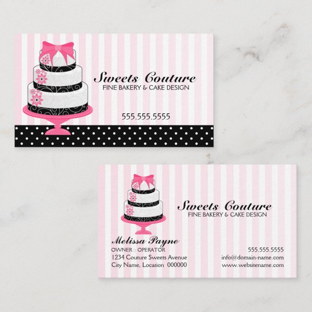 Carte De Visite Pâtisserie Couture Cakes sur mesure (Devant / Derrière)