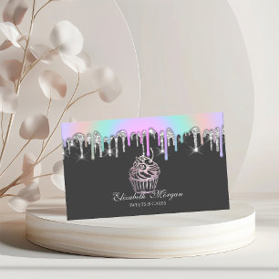 Carte De Visite Pâtisserie Cupcake aux Gouttes de Paillettes Arc-e