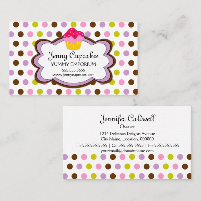Carte De Visite Pâtisserie Cupcake Cloud (Devant / Derrière)