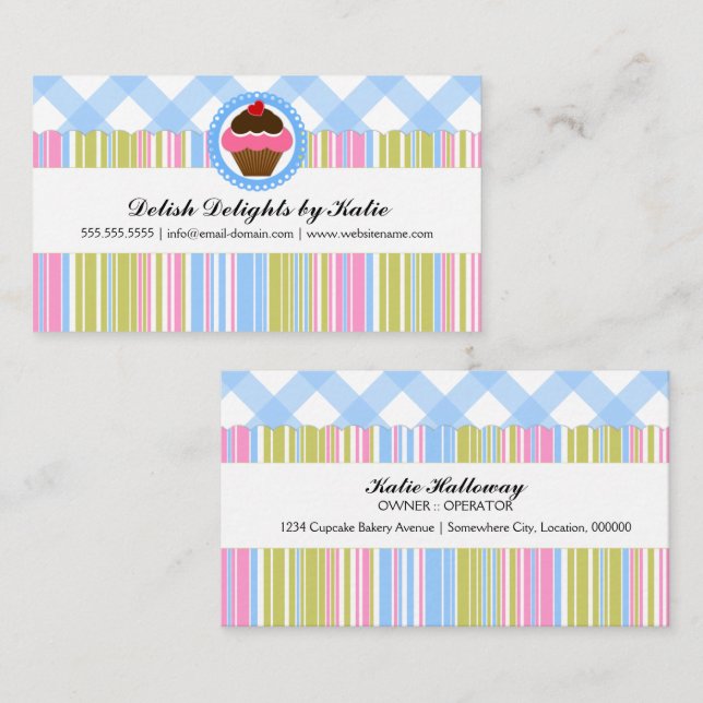 Carte De Visite Pâtisserie Cupcake Colorée (Devant / Derrière)