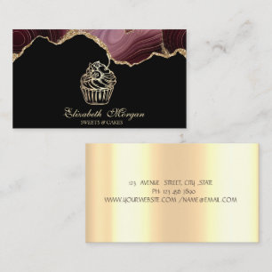 Carte De Visite Pâtisserie Cupcake Gold Drips Bakery Agate Bourgog