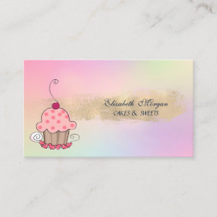 Carte De Visite Pâtisserie Cupcake Moderne Pinceau Holographique