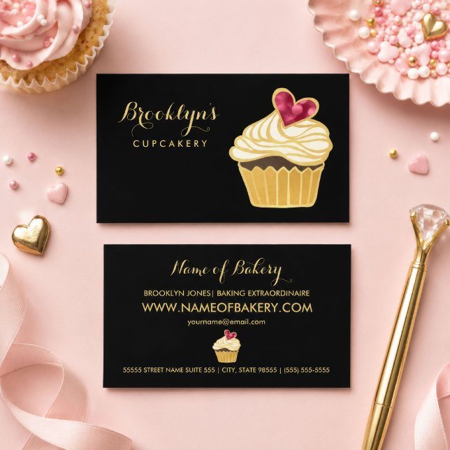 Carte De Visite Pâtisserie Cupcake Or Noir (Créateur téléchargé)