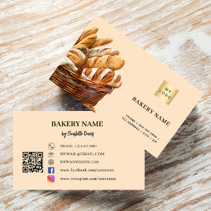 Carte De Visite Pâtisserie de boulangerie pêche code QR logo