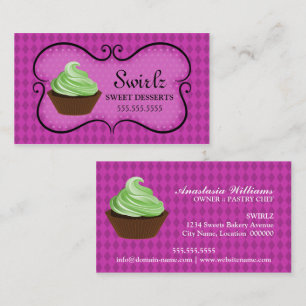 Carte De Visite Pâtisserie de Cupcake Bannière Doodle