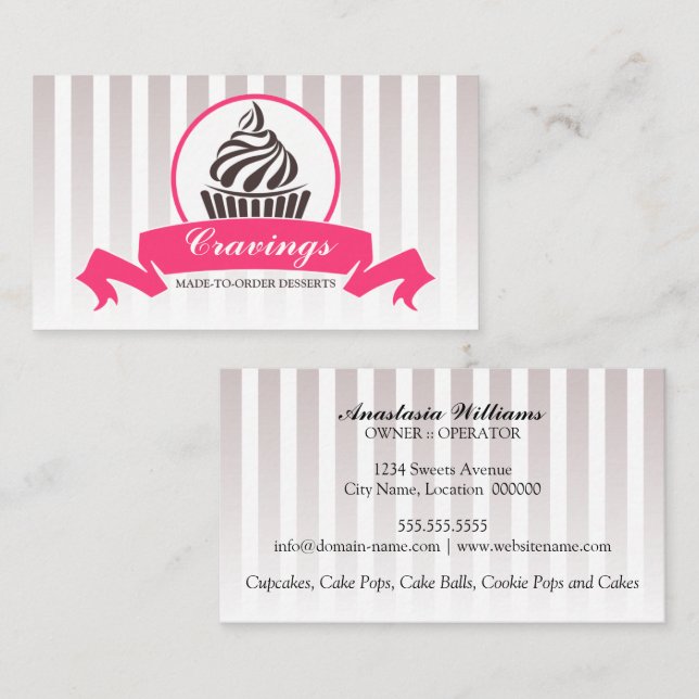 Carte De Visite Pâtisserie de Cupcake stylisé (Devant / Derrière)