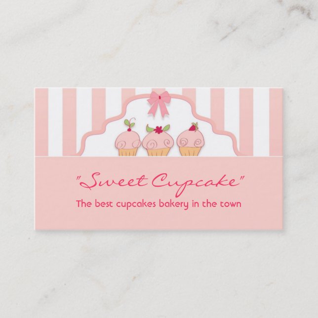 carte de visite pâtisserie de cupcakes doux rose (Devant)