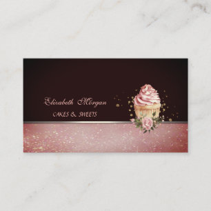 Carte De Visite Pâtisserie de cupcakes floraux mignons adorables