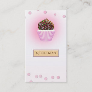Carte De Visite Pâtisserie de cupcakes roses avec confettis et pai