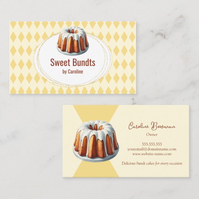 Carte De Visite Pâtisserie de gâteaux Bundt (Devant / Derrière)