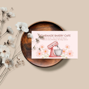 Carte De Visite Pâtisserie de gâteaux floraux rose tendre