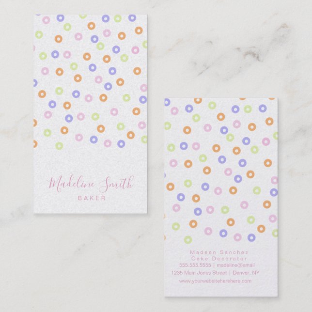 Carte De Visite Pâtisserie Donuts Sprinkles (Devant / Derrière)