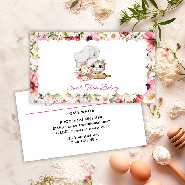 Carte De Visite Pâtisserie Douceur Chef Chat (Créateur téléchargé)