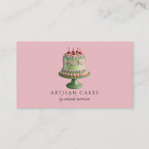 Carte De Visite Pâtisserie Élégante Rose Pâle 