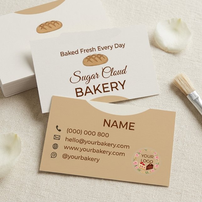 Carte De Visite Pâtisserie Élégante Sugar Cloud Bakery (Créateur téléchargé)