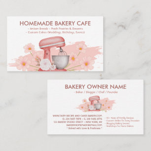Carte De Visite Pâtisserie Fleur Rose Simple
