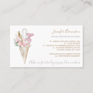 Carte De Visite Pâtisserie Fleurs Roses Bohème Créatif chef