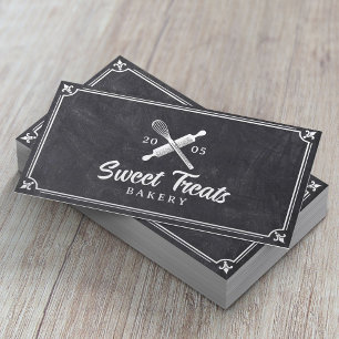 Carte De Visite Pâtisserie Gâteau Cupcake Fouet Logo Vintage Table