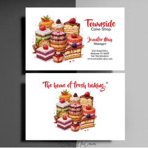 Carte De Visite Pâtisserie Gâteau Élégant aux Fraises Orange et Mû