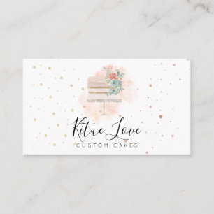 Carte De Visite Pâtisserie Gâteau Rose Pâle Douce Boulangerie