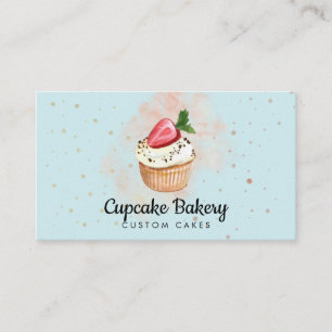 Carte De Visite Pâtisserie Green Baker Aquarelle Cupcake aux frais