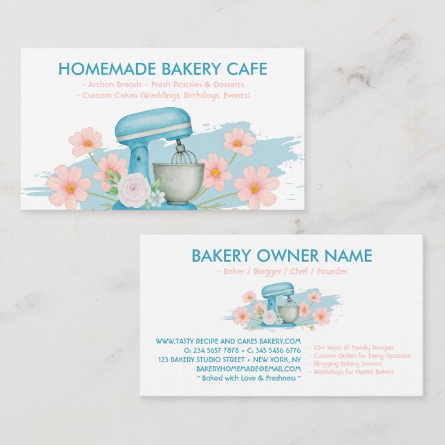 Carte De Visite Pâtisserie Patel Blue Bakery (Devant / Derrière)