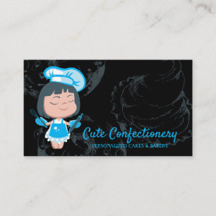 Carte De Visite Pâtissier Boulanger bleu Pâtissier Noir
