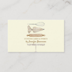 Carte De Visite Pâtissier Boulanger Créatif Gâteau beige vanille