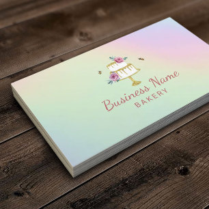 Carte De Visite Pâtissier Boulanger Fleur & Gâteau Abeilles Hologr