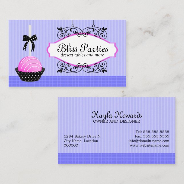 Carte De Visite Pâtissier de Cake Pops Desserts (Devant / Derrière)