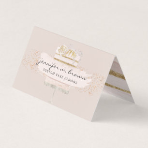 Carte De Visite Pâtissier de gâteau de mariage beige