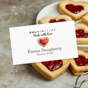 Carte De Visite Pâtissier Patisserie Cookie Cœur Rouge Moderne