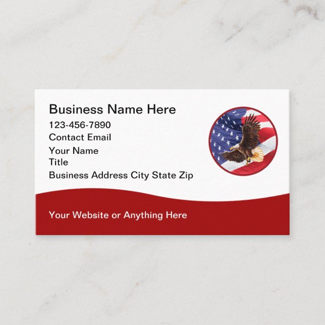 Carte De Visite Patriotic American Eagle Modern Business Cards (Devant)
