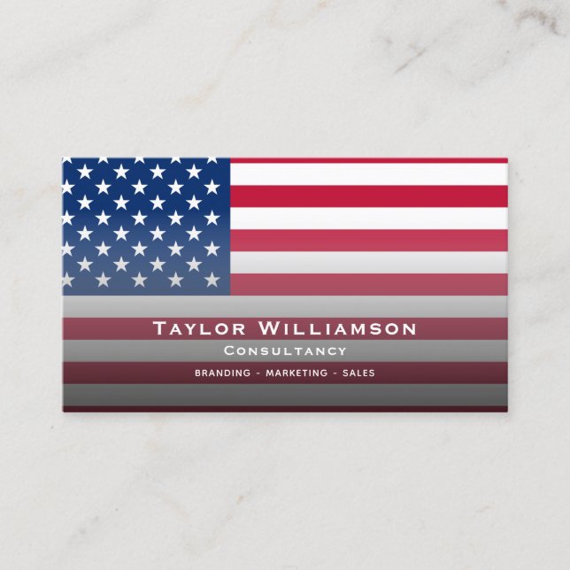 Carte De Visite Patriotic American Flag USA America Veteran Simple (Devant)