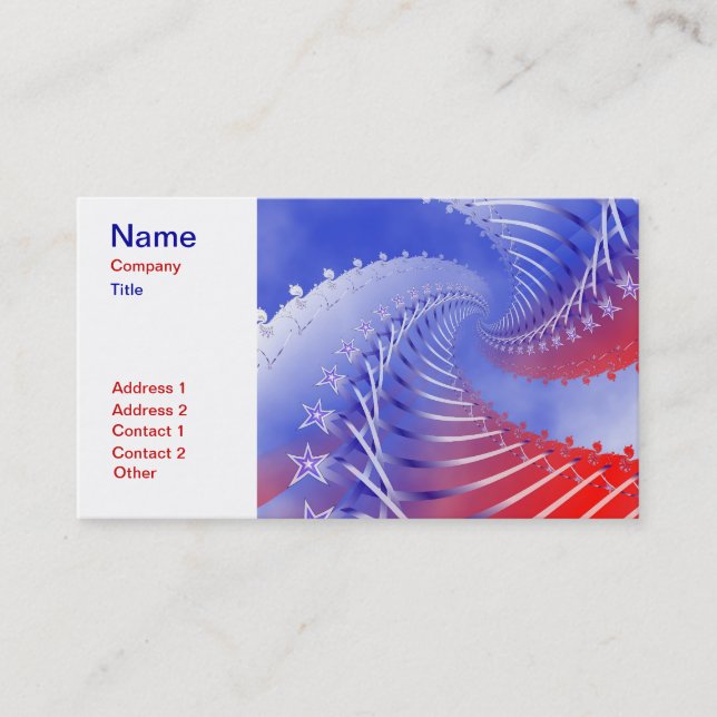 Carte de visite patriotique blanc et bleu rouge (Devant)